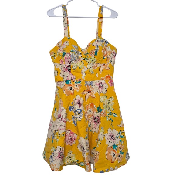 Bailey Blue Yellow Floral Fit Flare Sundress XL Fairycore Cottagecore Whimsical - Picture 2 of 11